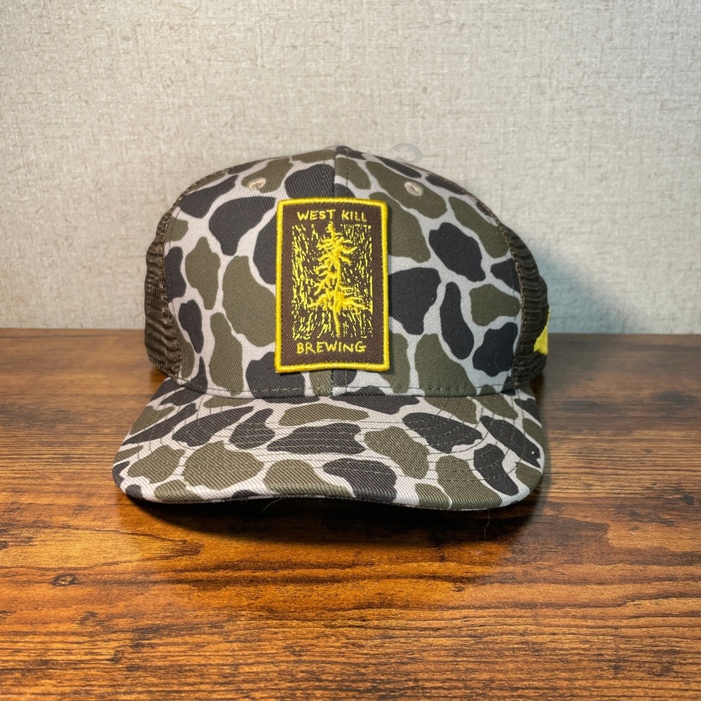 West Kill Brewing Trucker Hat Duck Camo Brown Mesh Snapback Pukka Cap NWT